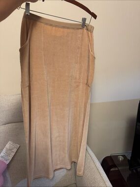 Sonia Rykiel Paris Beige Velvet Maxi Skirt